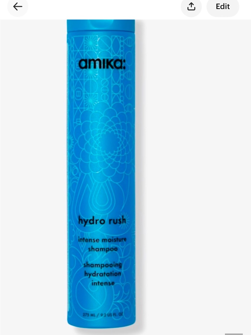 amika Hydro Rush Intense Moisture Shampoo - Bright Blue